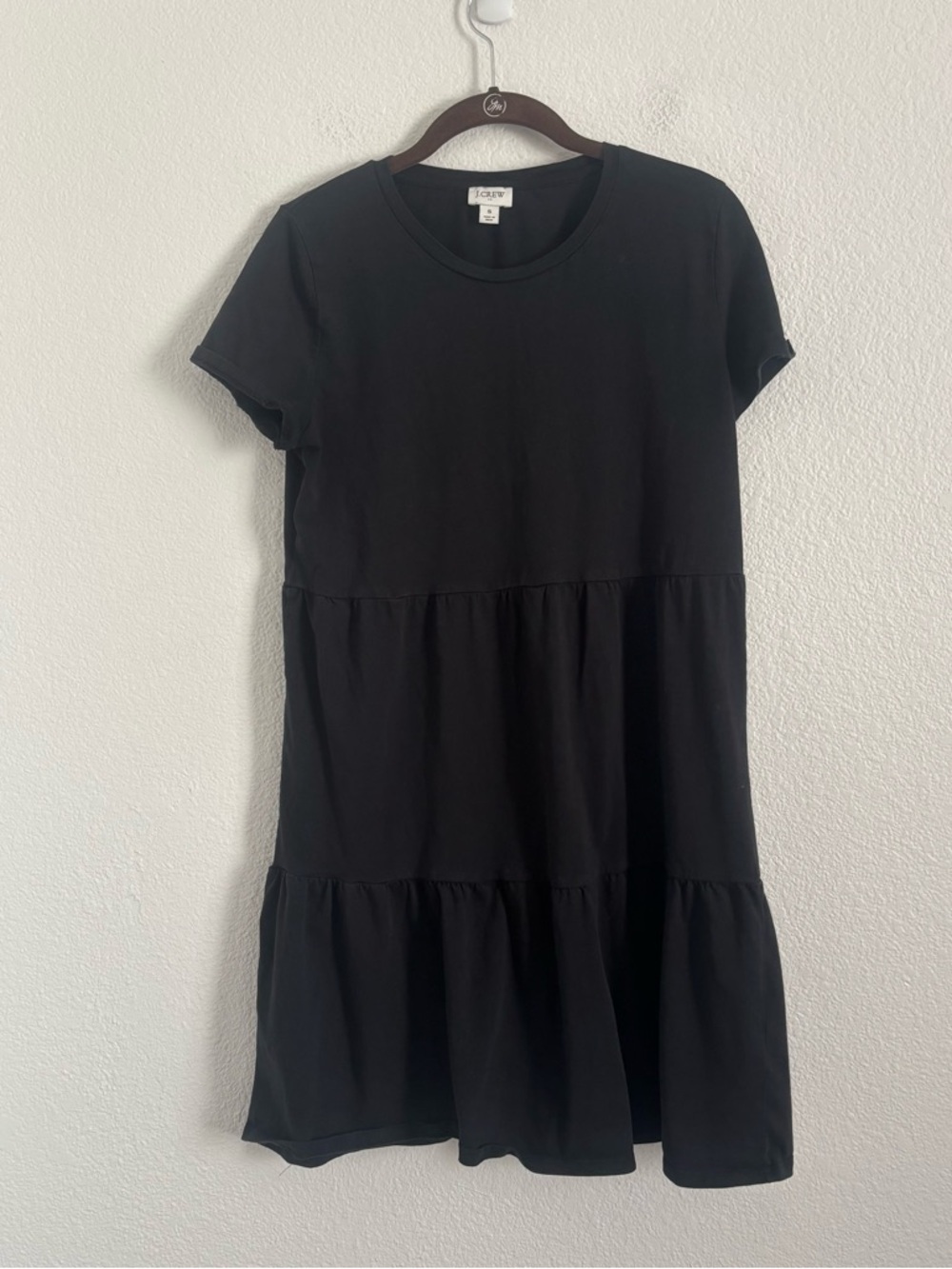 J. Crew Women's Size Small Black Short Sleeve Tiered Mini Dress